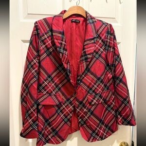 SHEIN Red Plaid Blazer